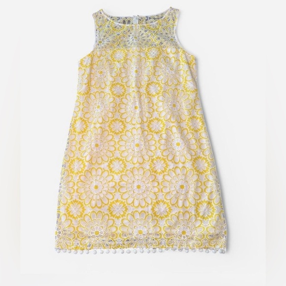 Jessica Howard White and Yellow Floral Dress with Pom Pom Hem - Picture 1 of 6